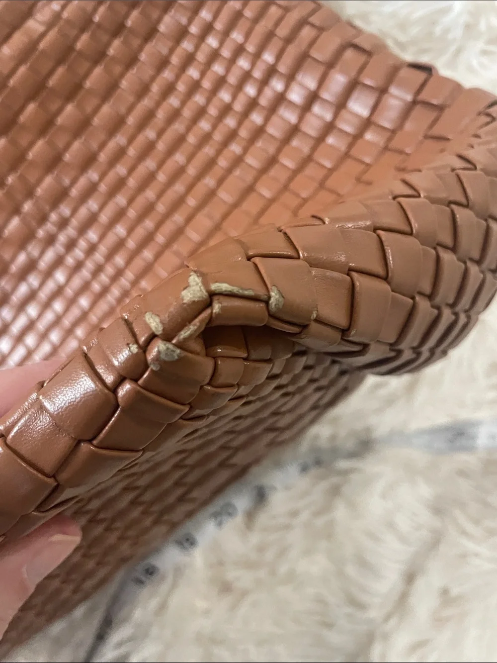 Brown Woven Tote with Detachable Shoulder Strap